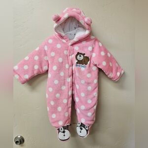 Pink Polka Dot Bear Footie